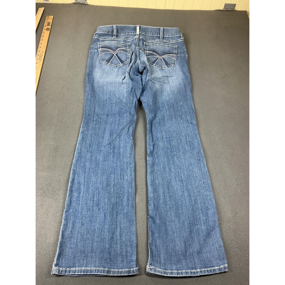 Ariat Jeans Womens 31R Blue Medium Wash Bootcut Relaxed Real Denim Paisley Waist - Picture 11 of 12